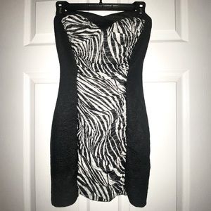 (5 for 25) papaya strapless zebra print mini dress